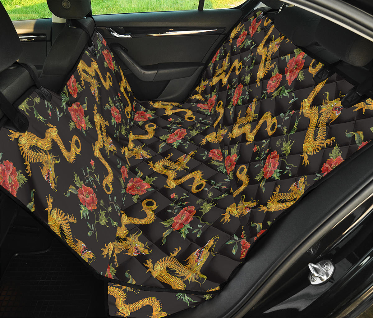 Embroidery Chinese Dragon Pattern Print Pet Car Back Seat Cover