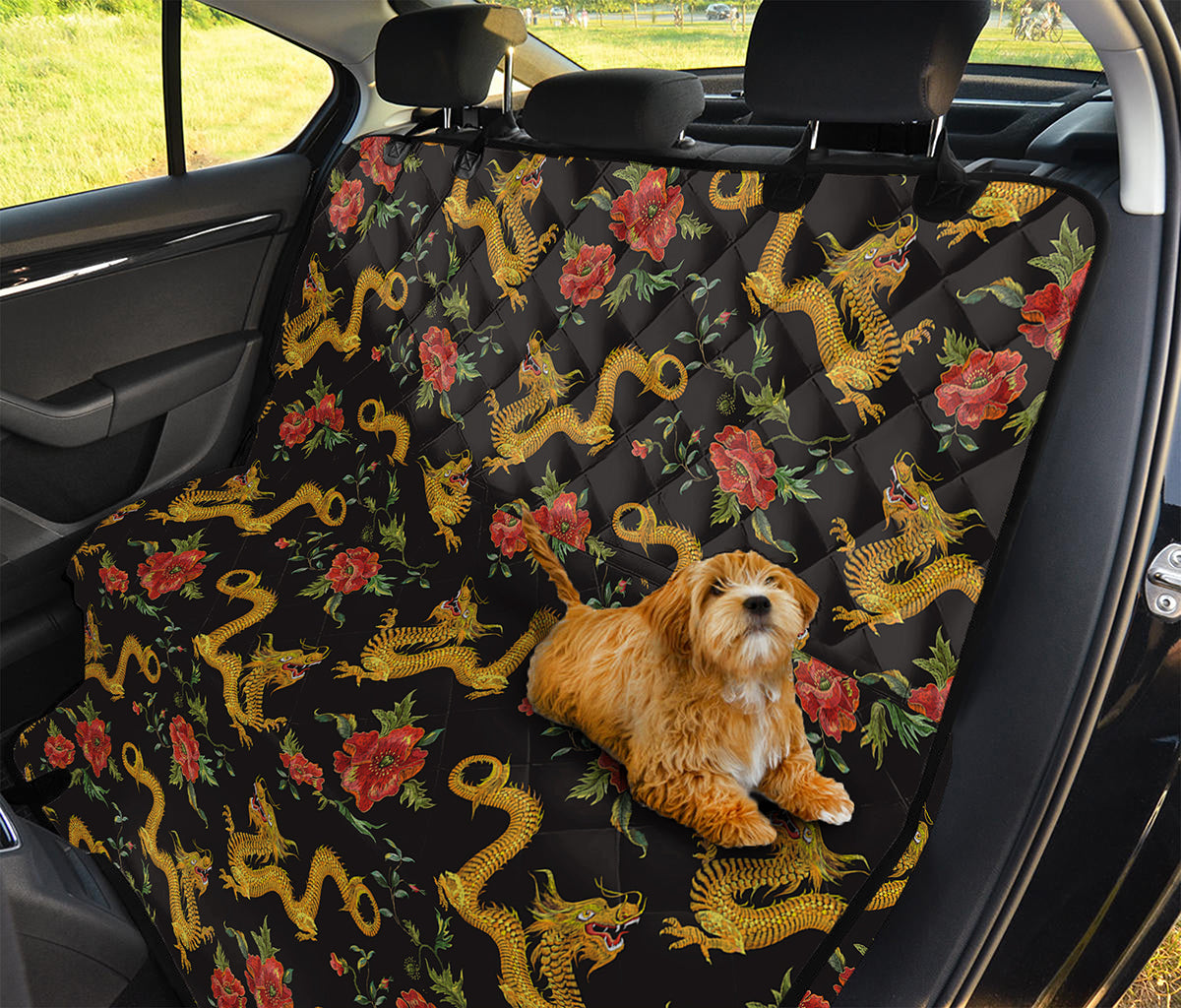 Embroidery Chinese Dragon Pattern Print Pet Car Back Seat Cover