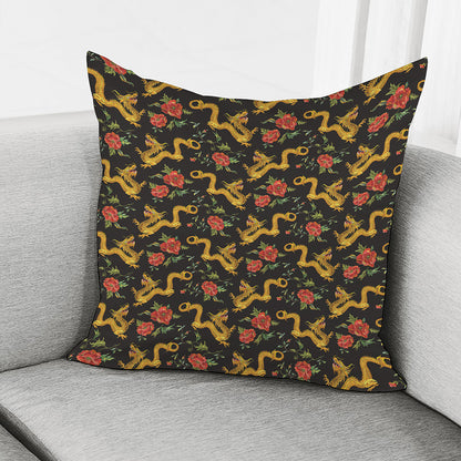 Embroidery Chinese Dragon Pattern Print Pillow Cover