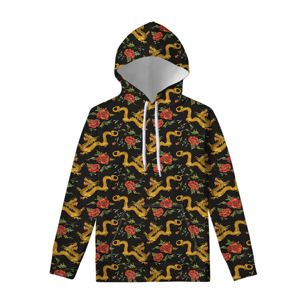 Embroidery Chinese Dragon Pattern Print Pullover Hoodie