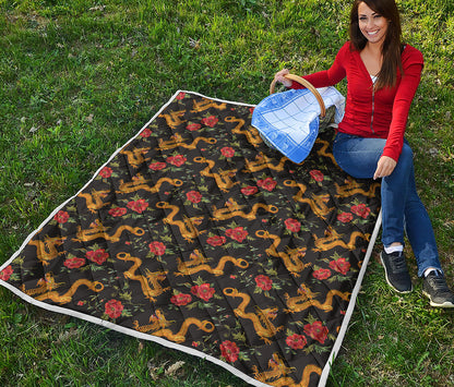 Embroidery Chinese Dragon Pattern Print Quilt