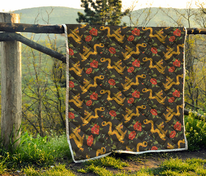 Embroidery Chinese Dragon Pattern Print Quilt