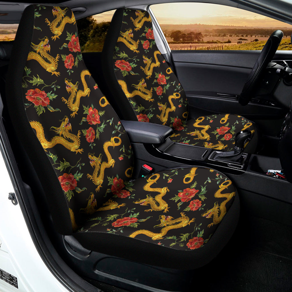 Embroidery Chinese Dragon Pattern Print Universal Fit Car Seat Covers