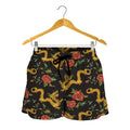 Embroidery Chinese Dragon Pattern Print Women's Shorts