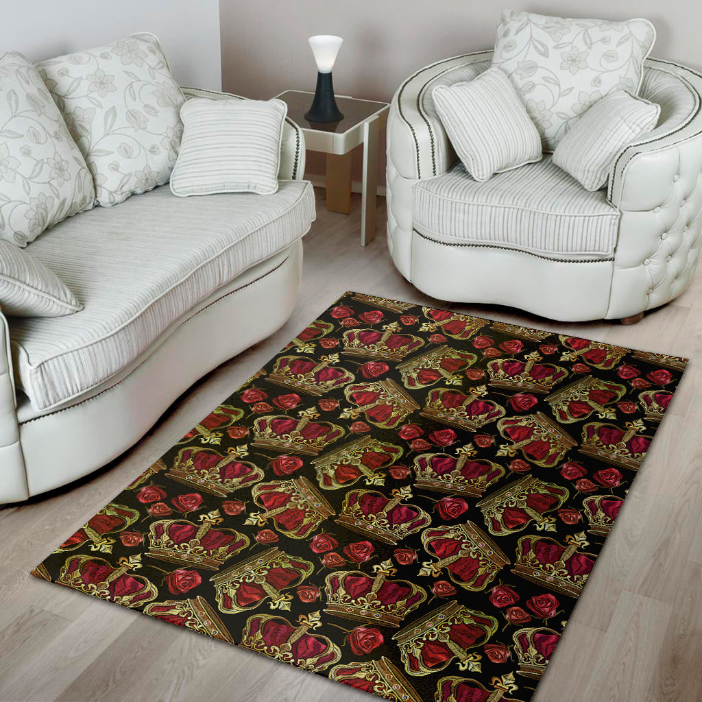 Embroidery Crown Pattern Print Area Rug