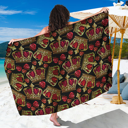 Embroidery Crown Pattern Print Beach Sarong Wrap