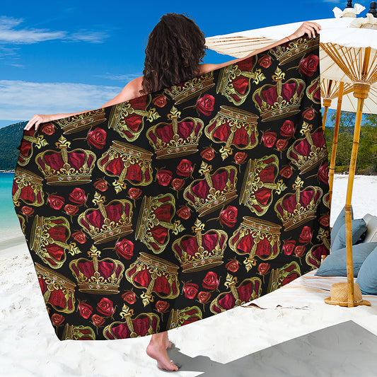 Embroidery Crown Pattern Print Beach Sarong Wrap