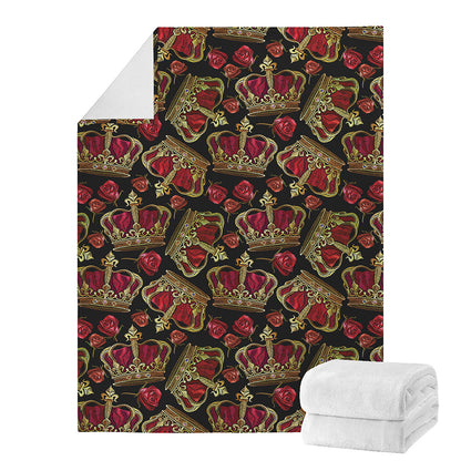Embroidery Crown Pattern Print Blanket