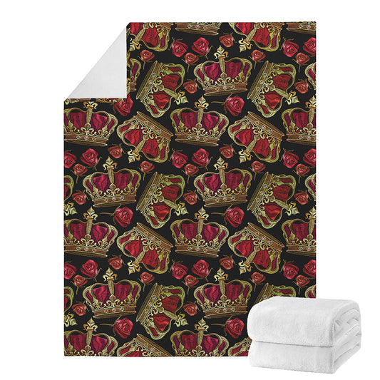 Embroidery Crown Pattern Print Blanket