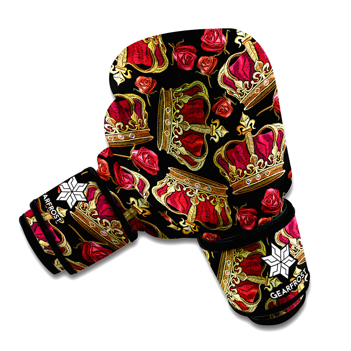 Embroidery Crown Pattern Print Boxing Gloves