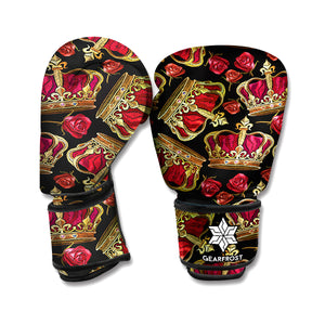 Embroidery Crown Pattern Print Boxing Gloves