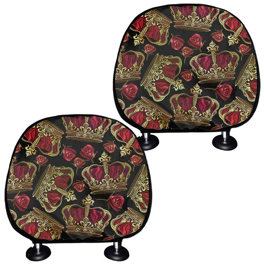 Embroidery Crown Pattern Print Car Headrest Covers