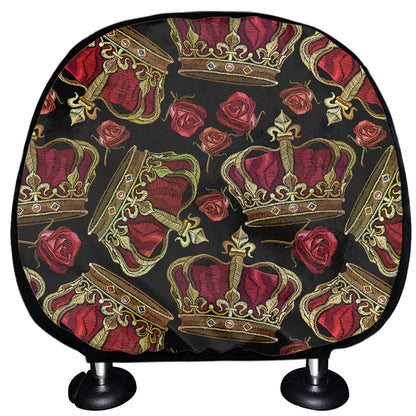 Embroidery Crown Pattern Print Car Headrest Covers