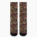 Embroidery Crown Pattern Print Crew Socks