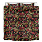 Embroidery Crown Pattern Print Duvet Cover Bedding Set