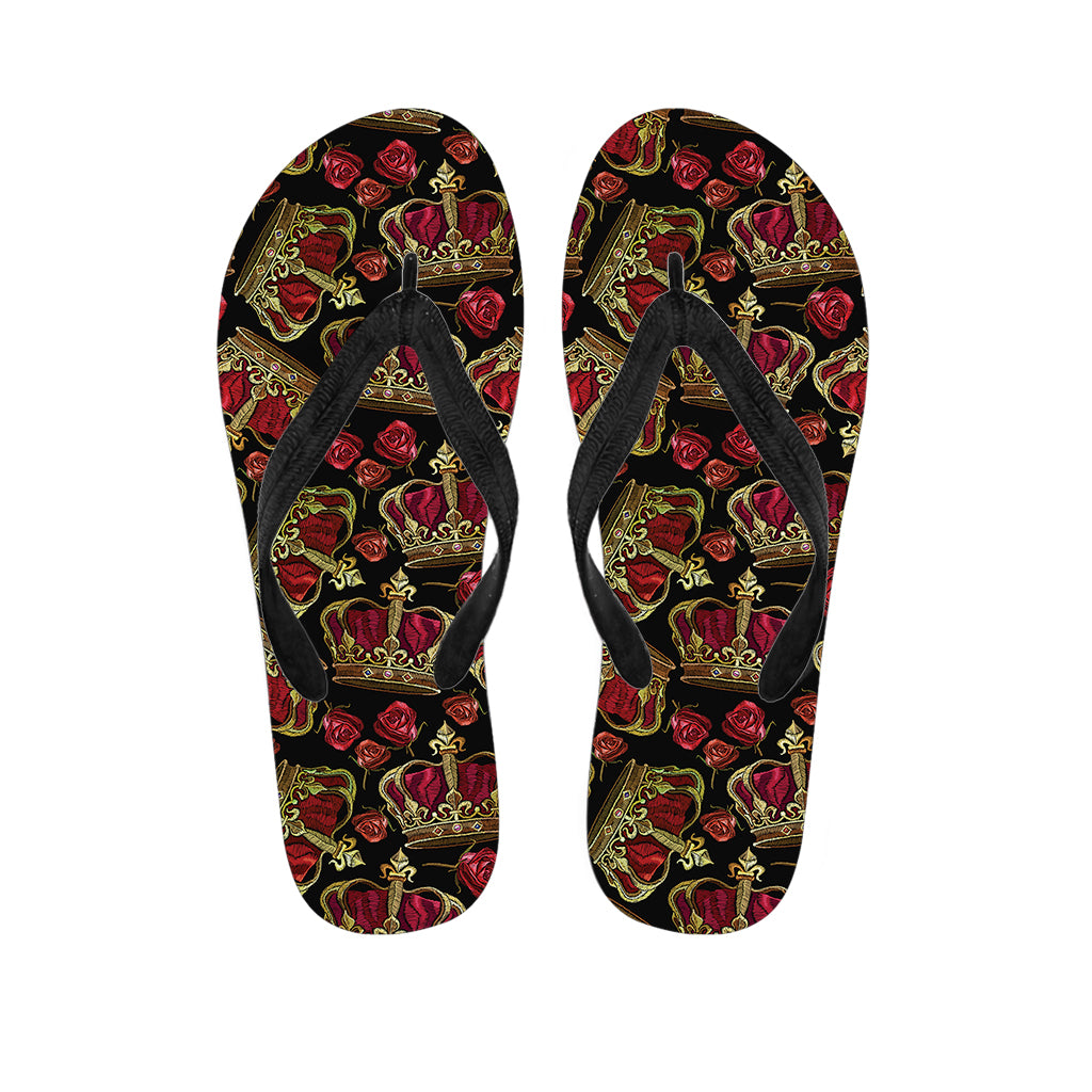 Embroidery Crown Pattern Print Flip Flops