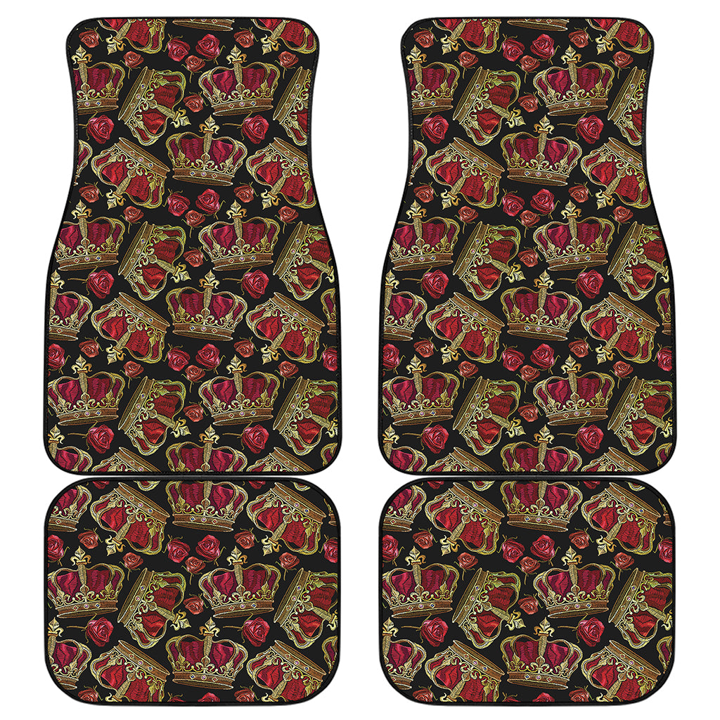 Embroidery Crown Pattern Print Front and Back Car Floor Mats