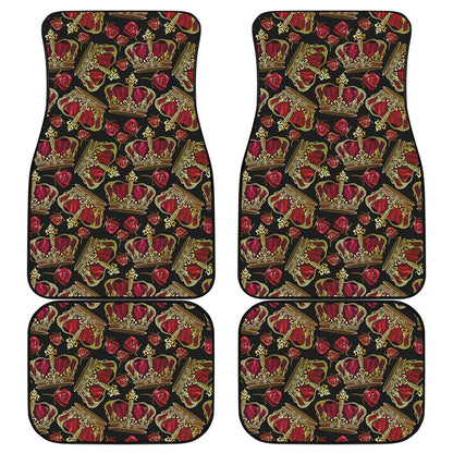 Embroidery Crown Pattern Print Front and Back Car Floor Mats