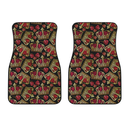 Embroidery Crown Pattern Print Front Car Floor Mats