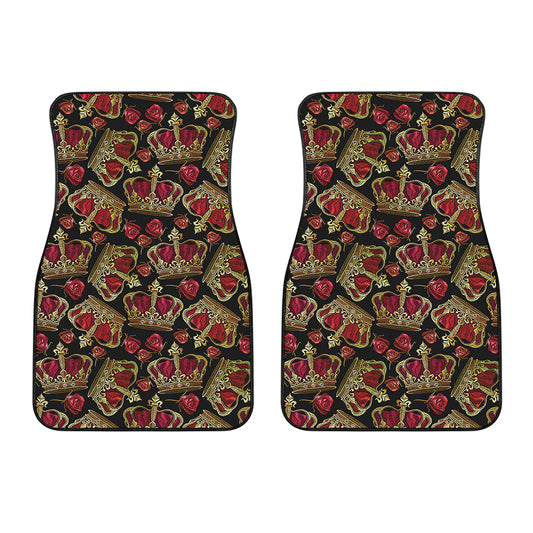Embroidery Crown Pattern Print Front Car Floor Mats