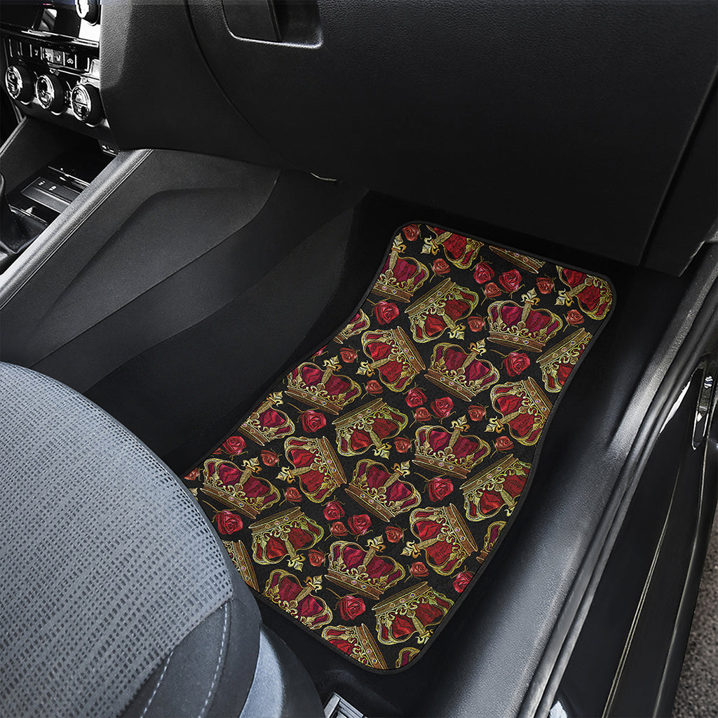 Embroidery Crown Pattern Print Front Car Floor Mats