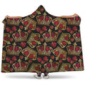 Embroidery Crown Pattern Print Hooded Blanket