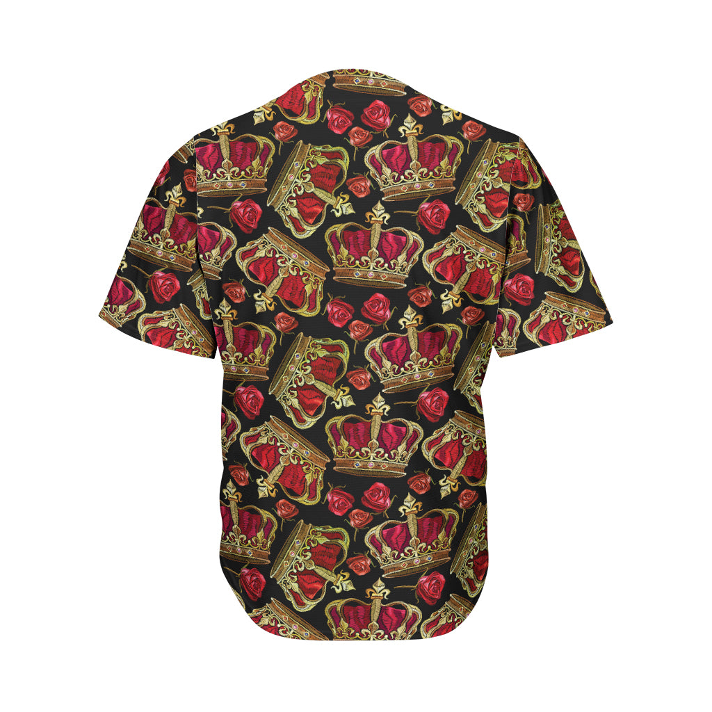 Embroidery Crown Pattern Print Men's Baseball Jersey