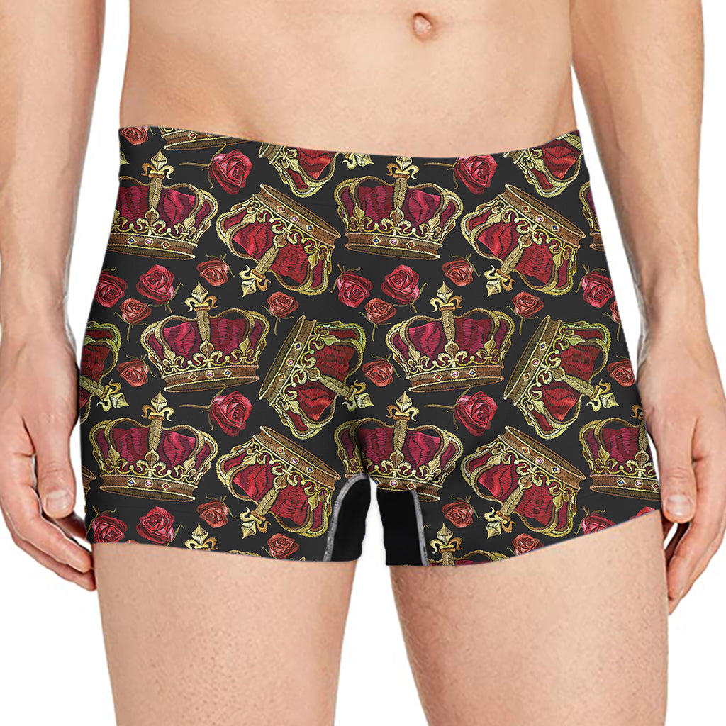 Embroidery Crown Pattern Print Men's Boxer Briefs