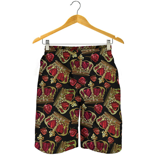 Embroidery Crown Pattern Print Men's Shorts