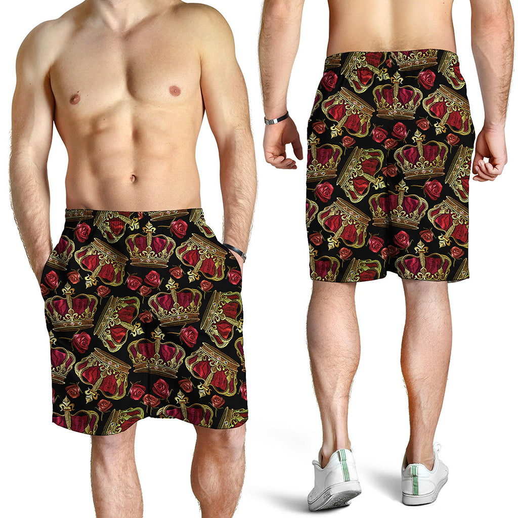 Embroidery Crown Pattern Print Men's Shorts