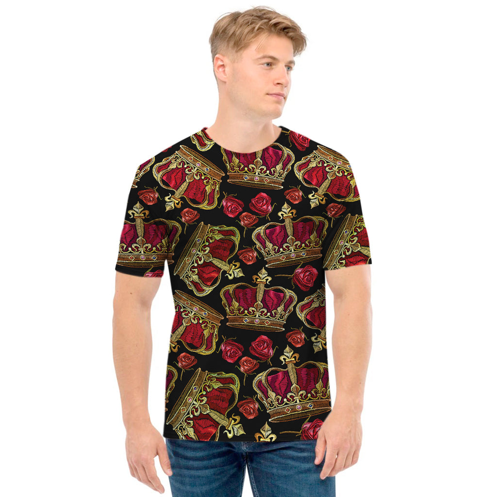 Embroidery Crown Pattern Print Men's T-Shirt