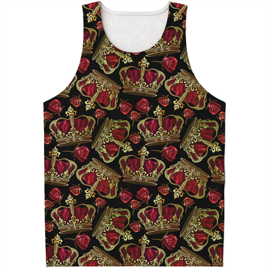 Embroidery Crown Pattern Print Men's Tank Top