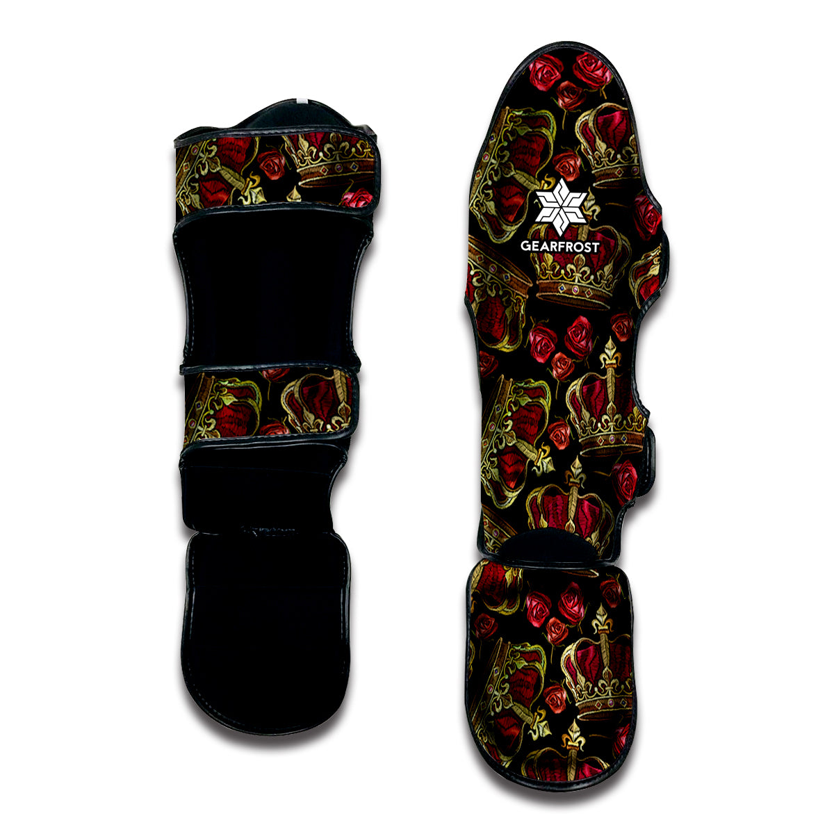 Embroidery Crown Pattern Print Muay Thai Shin Guard