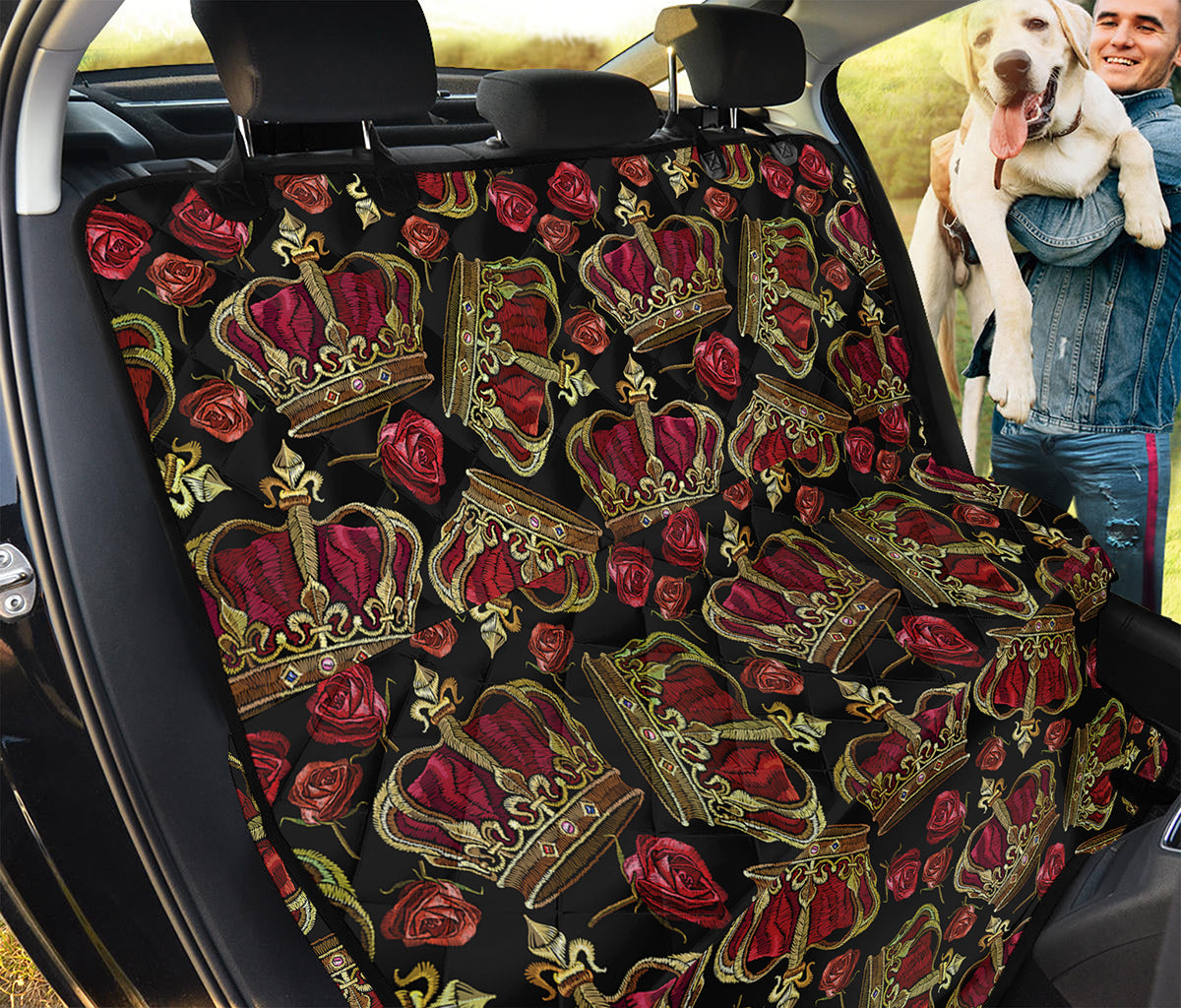 Embroidery Crown Pattern Print Pet Car Back Seat Cover