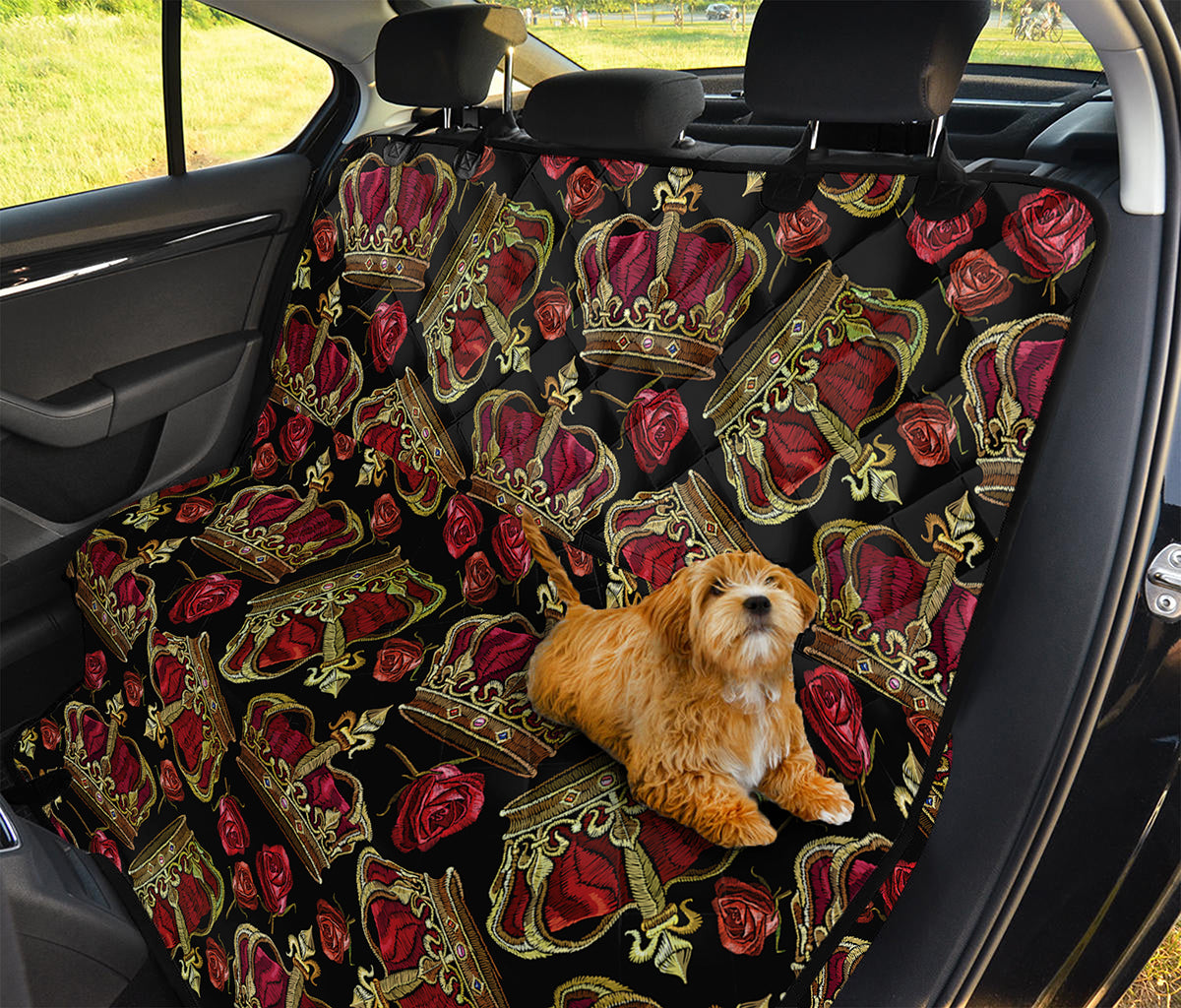 Embroidery Crown Pattern Print Pet Car Back Seat Cover