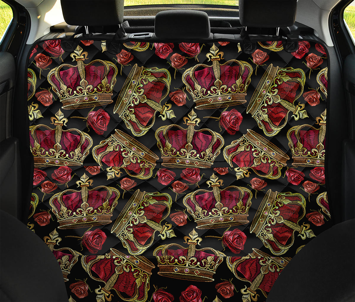 Embroidery Crown Pattern Print Pet Car Back Seat Cover