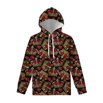 Embroidery Crown Pattern Print Pullover Hoodie