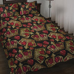 Embroidery Crown Pattern Print Quilt Bed Set