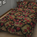 Embroidery Crown Pattern Print Quilt Bed Set