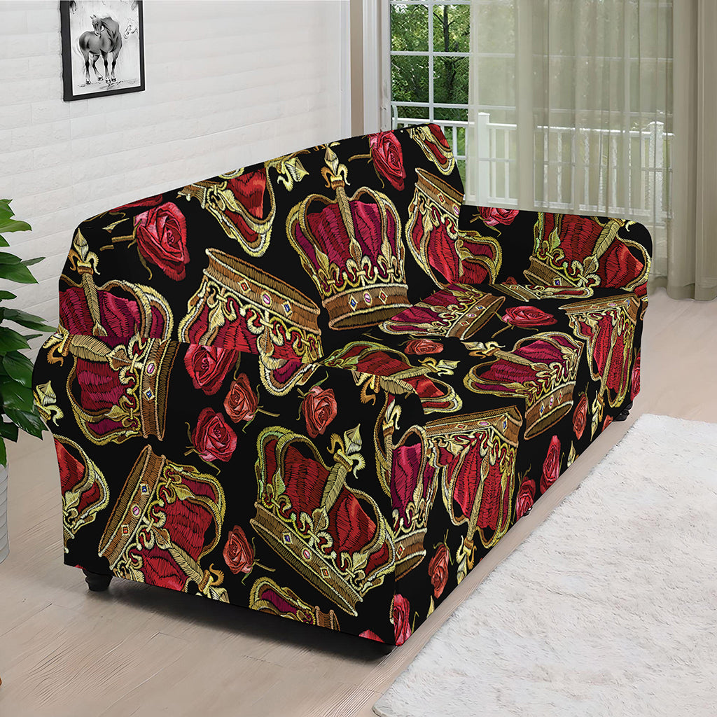 Embroidery Crown Pattern Print Sofa Cover