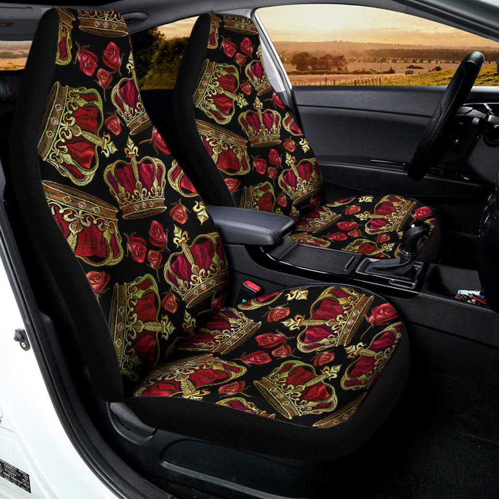 Embroidery Crown Pattern Print Universal Fit Car Seat Covers