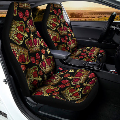 Embroidery Crown Pattern Print Universal Fit Car Seat Covers