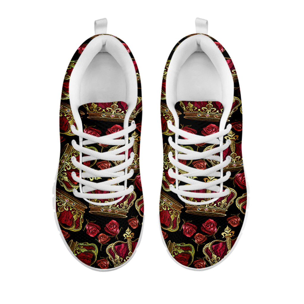 Embroidery Crown Pattern Print White Sneakers