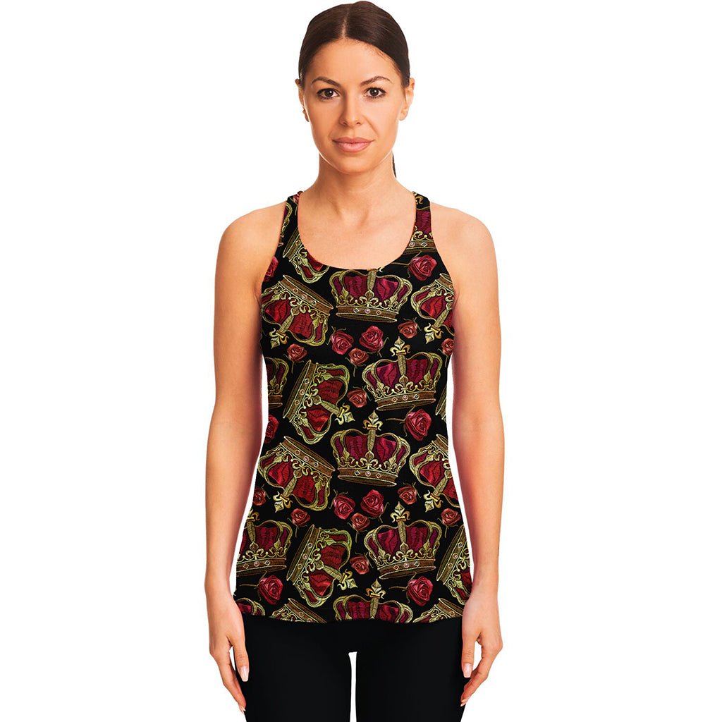 Embroidery Crown Pattern Print Women's Racerback Tank Top