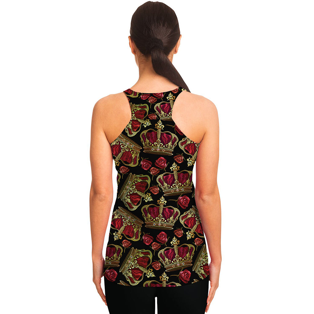 Embroidery Crown Pattern Print Women's Racerback Tank Top