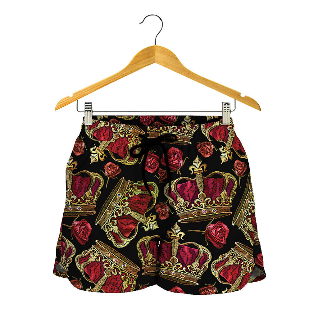 Embroidery Crown Pattern Print Women's Shorts