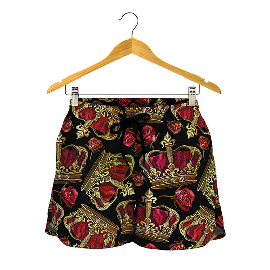 Embroidery Crown Pattern Print Women's Shorts