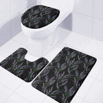 Embroidery Lavender Pattern Print 3 Piece Bath Mat Set