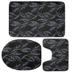 Embroidery Lavender Pattern Print 3 Piece Bath Mat Set
