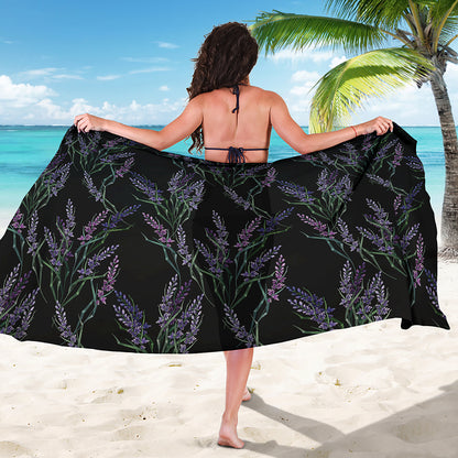 Embroidery Lavender Pattern Print Beach Sarong Wrap